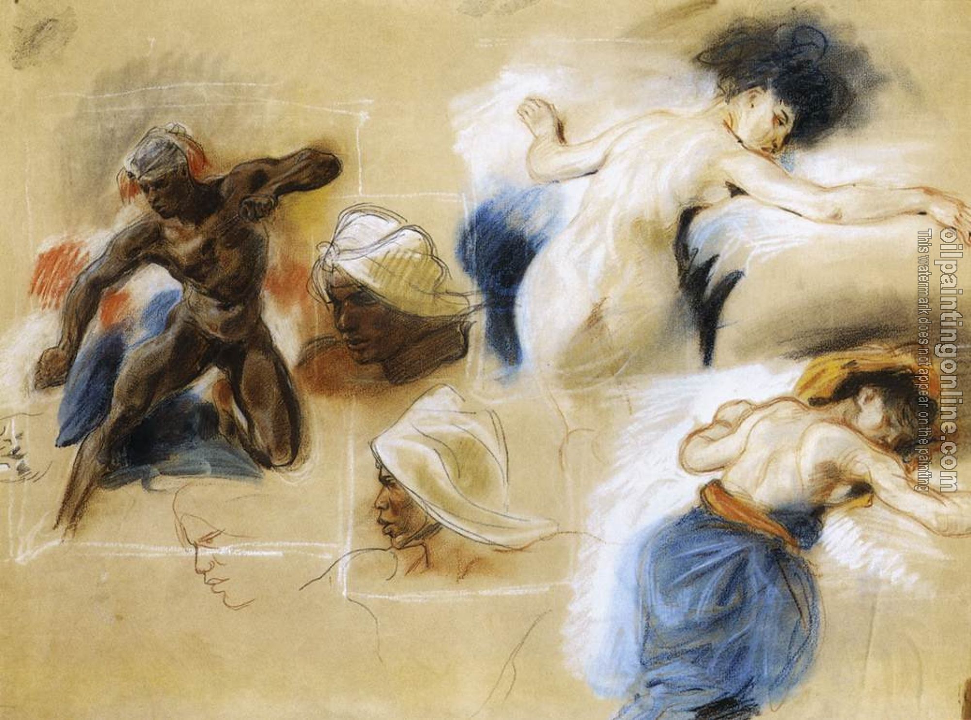 Delacroix, Eugene - Sketch for The Death of Sardanapalus